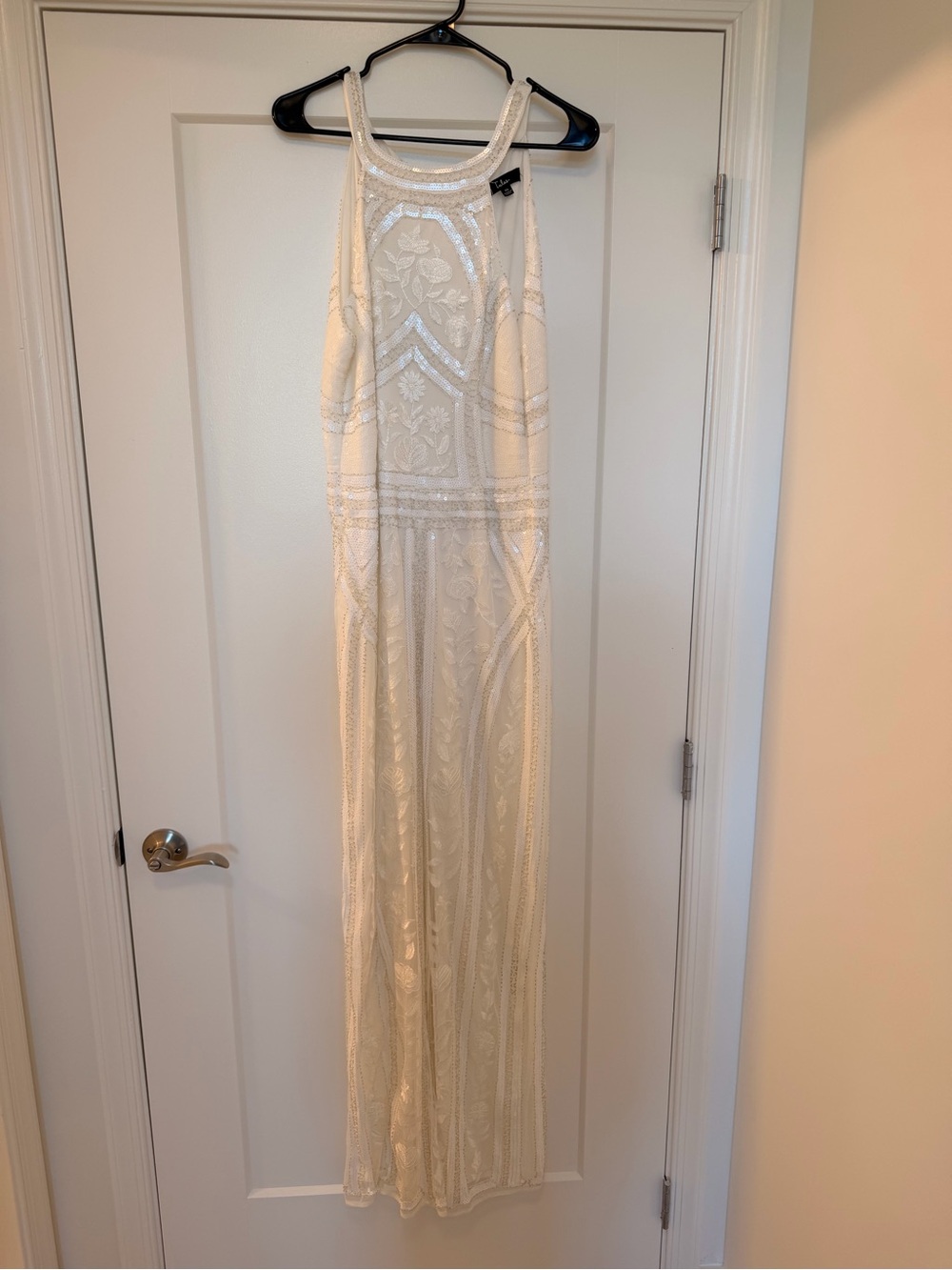 Lulus White Beaded Halter Jumpsuit